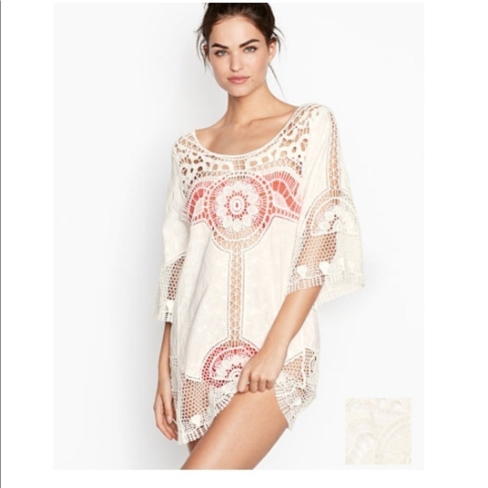 La Blanca embroidered top dress beach cover up resort wear Sz S NWT
